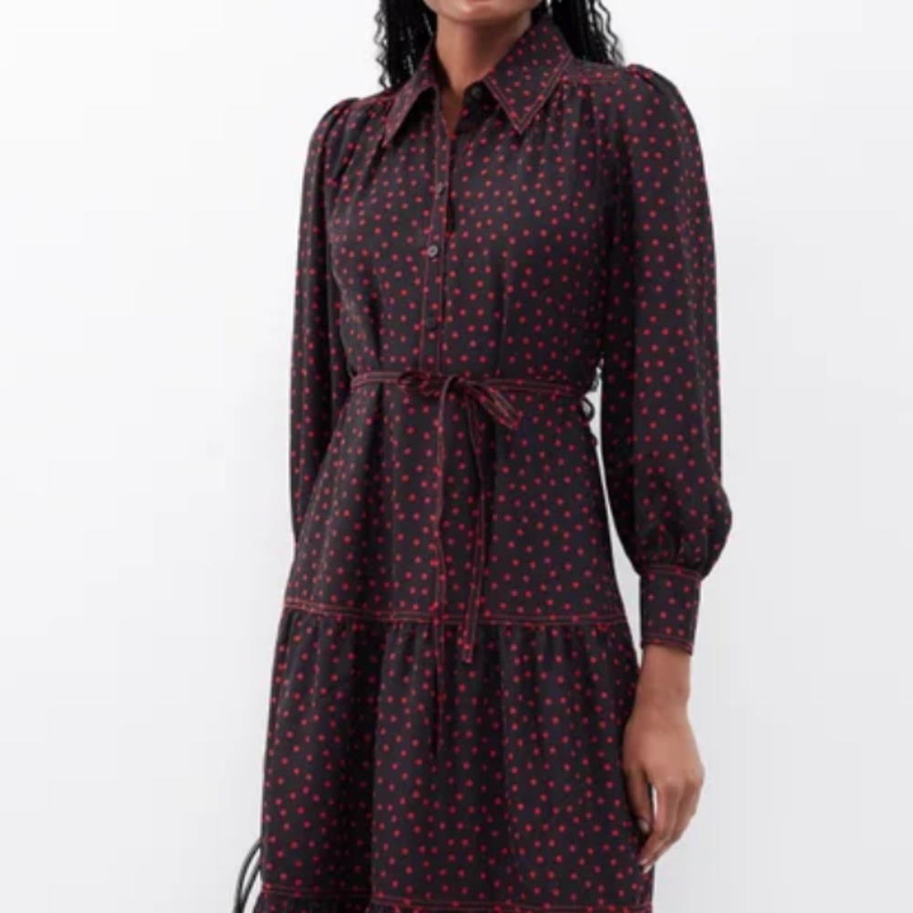 NWT Ceffin Polka Dot  Twill Midi Franklin Dress